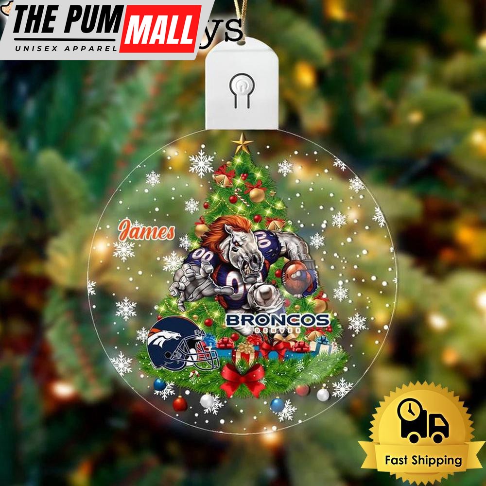 NFL Denver Broncos Raging Warrior Custom Circle Led Acrylic Ornament Limited Edition