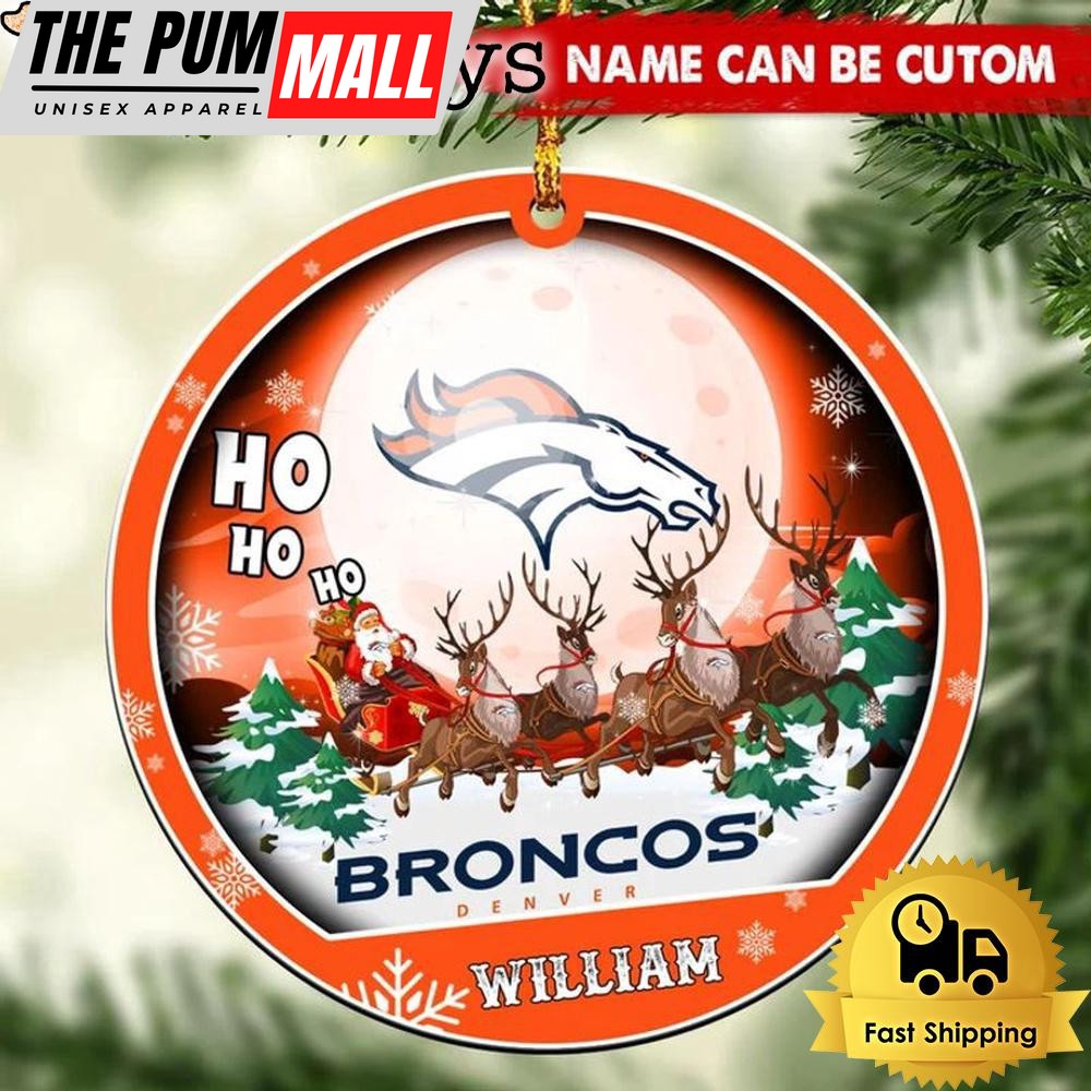 NFL Denver Broncos Santa And Reindeers Logo Team Custom Christmas Ornament Limited Edition