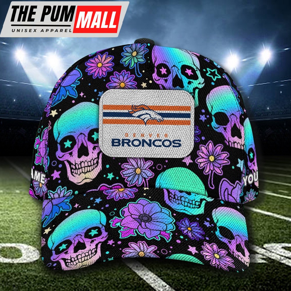 NFL Denver Broncos Special Football Skull Halloween Custom Baseball Cap