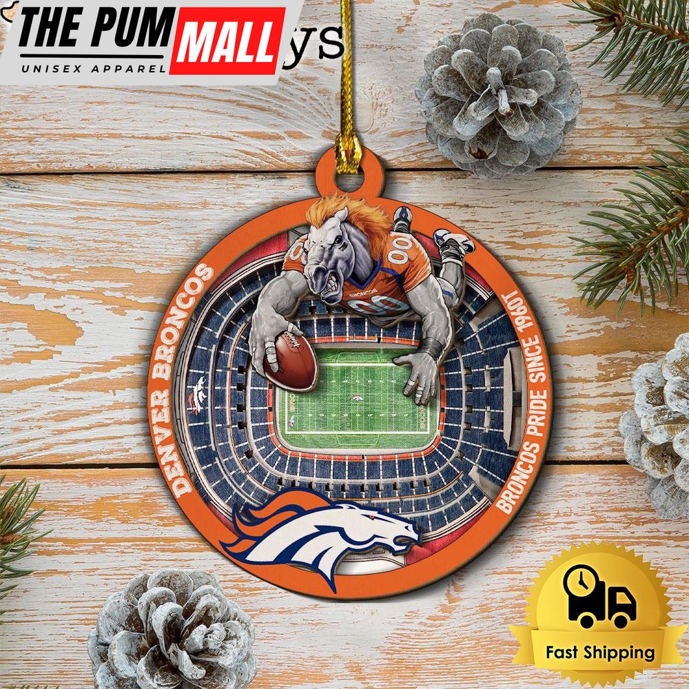 NFL Denver Broncos StadiumView Layered Wood Christmas Ornament Limited Edition