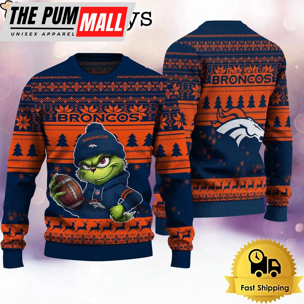 NFL Denver Broncos The Grinch Ugly Christmas Sweater