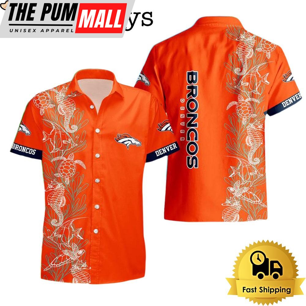 NFL Denver Broncos Turtle Seaweed Pattern Hawaiian Shirt