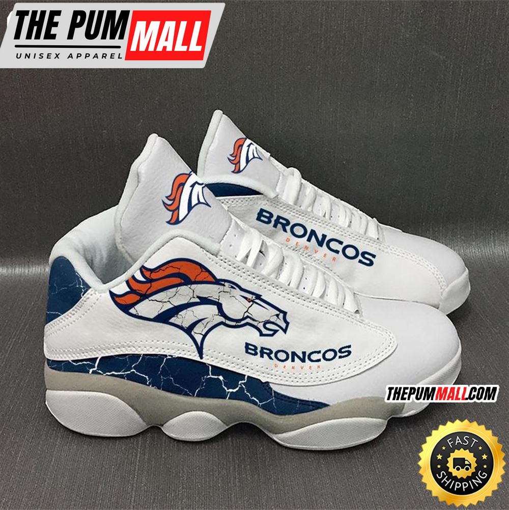 Nfl Denver Broncos White Air Jd 13 Sneaker Shoes