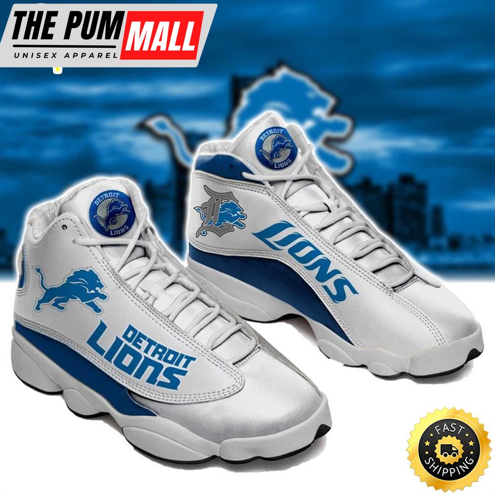Nfl Detroit Lions Blue White Air Jd 13 Sneaker Shoes