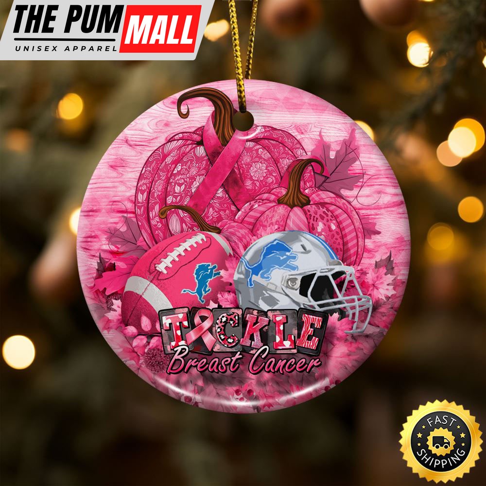 NFL Detroit Lions Breast Cancer And Sport Team Ceramic Ornament Limited Edition