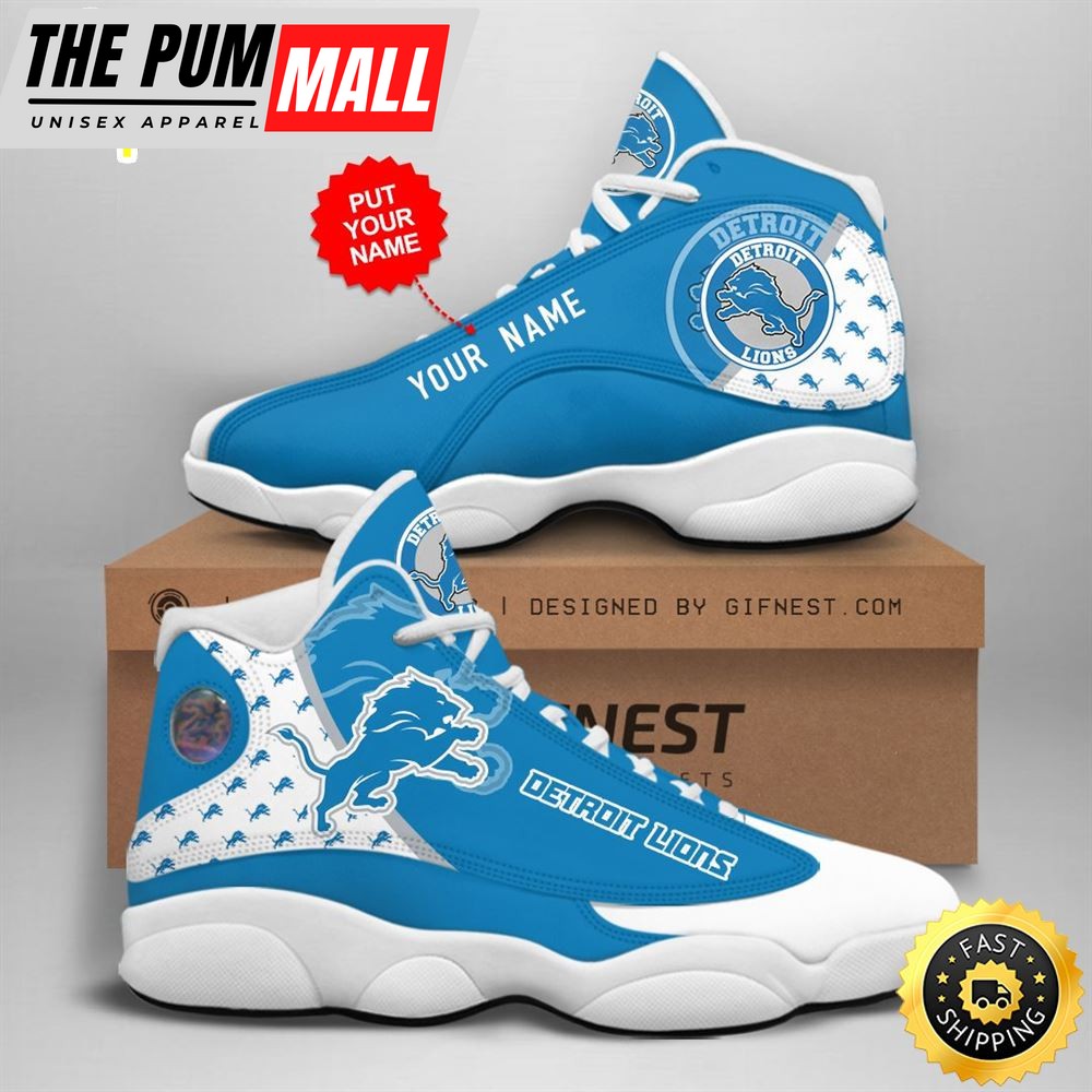 NFL Detroit Lions Custom Name Air Jd 13 Shoes V2