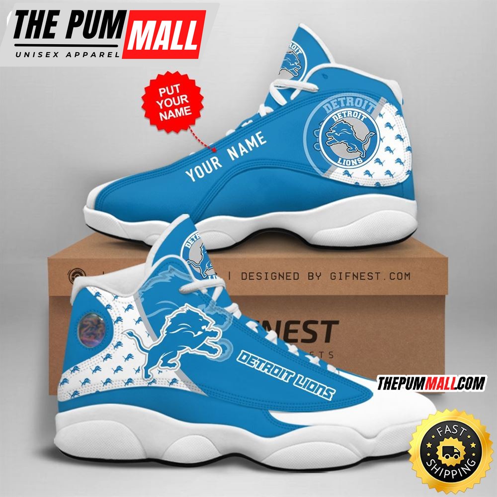 NFL Detroit Lions Custom Name Air Jd 13 Shoes V2