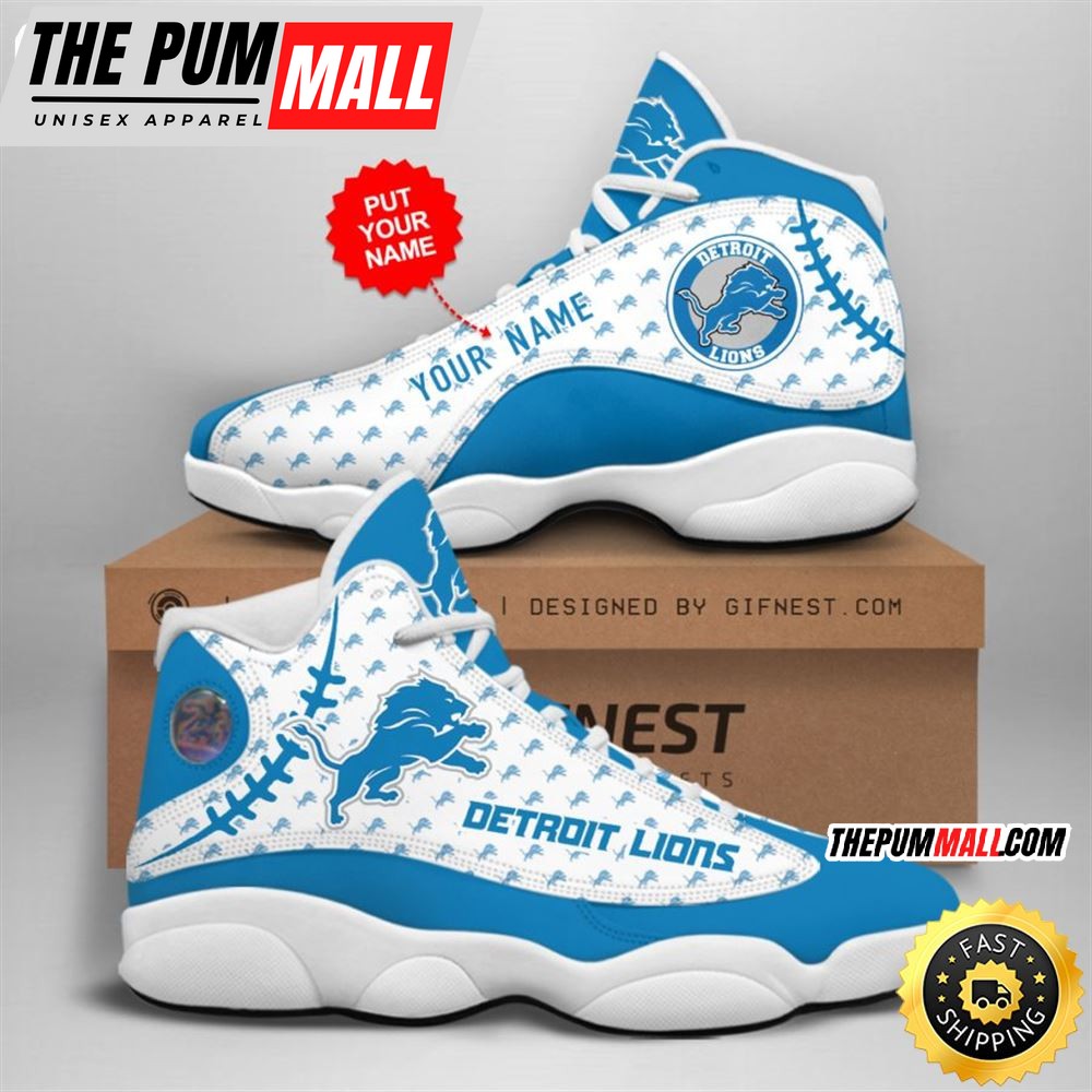 NFL Detroit Lions Custom Name Air Jd 13 Shoes V4