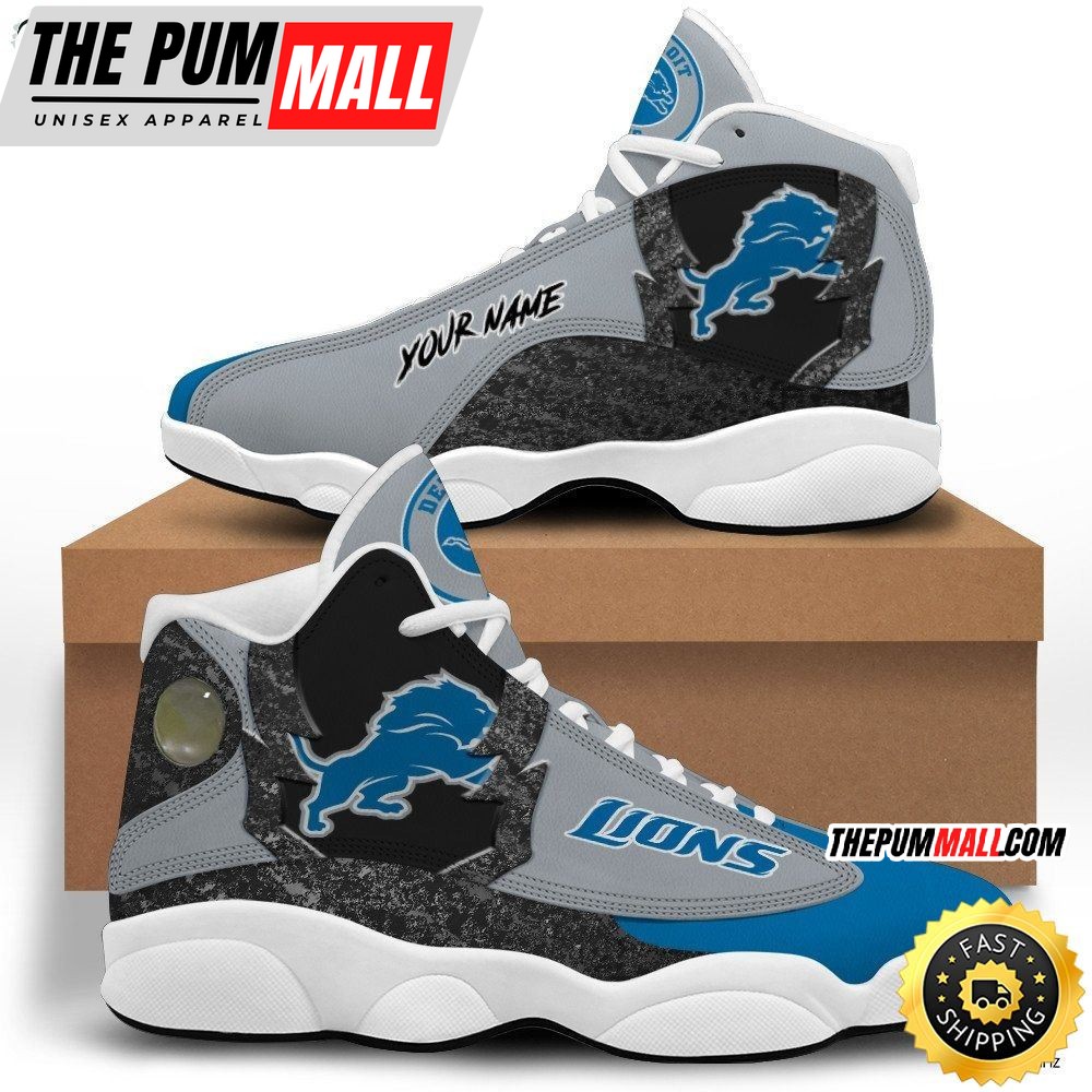 NFL Detroit Lions Custom Name Silver Blue Air Jd 13 Shoes