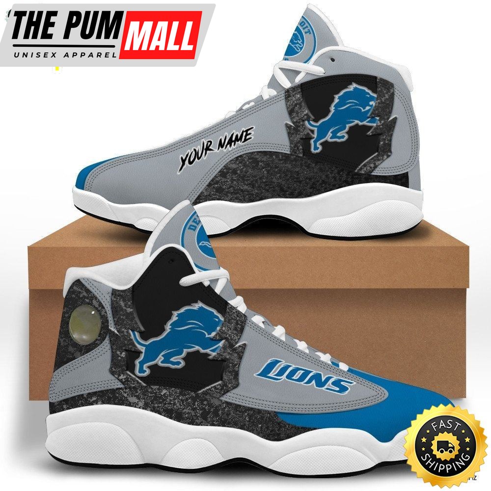 NFL Detroit Lions Custom Name Silver Blue Air Jd 13 Shoes