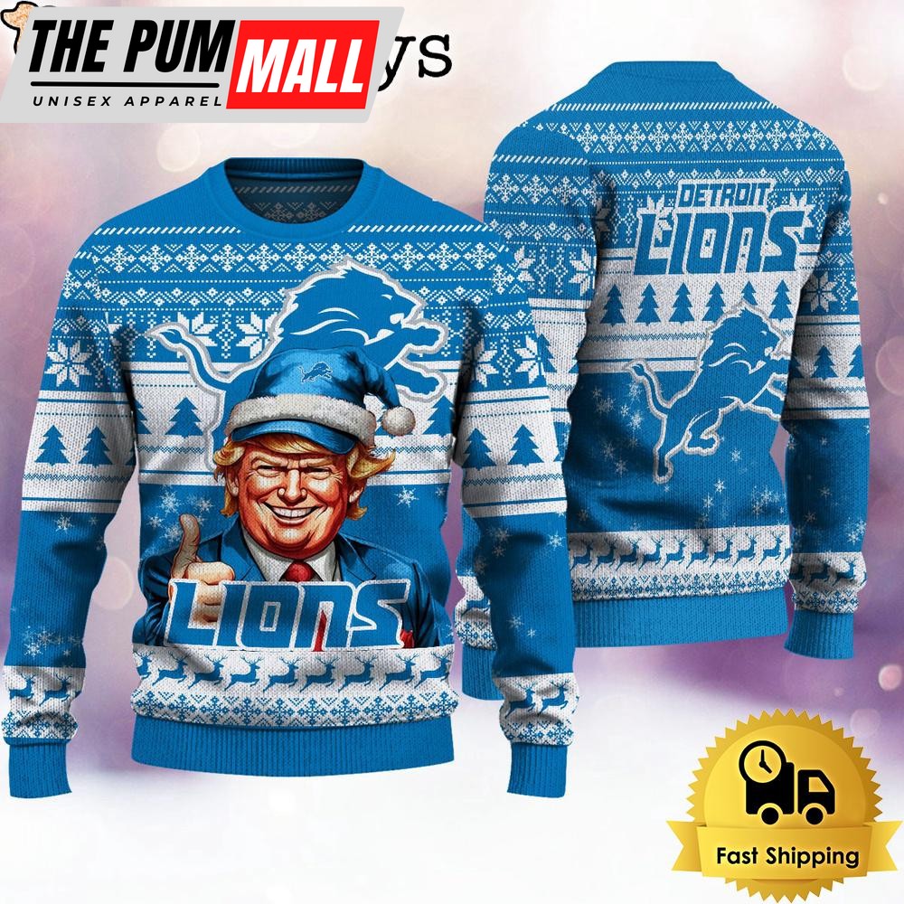 NFL Detroit Lions Donald Trump Ugly Christmas Sweater