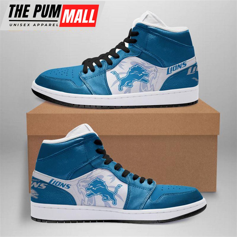 NFL Detroit Lions Football Team Air Jd 1 Hightop Shoes