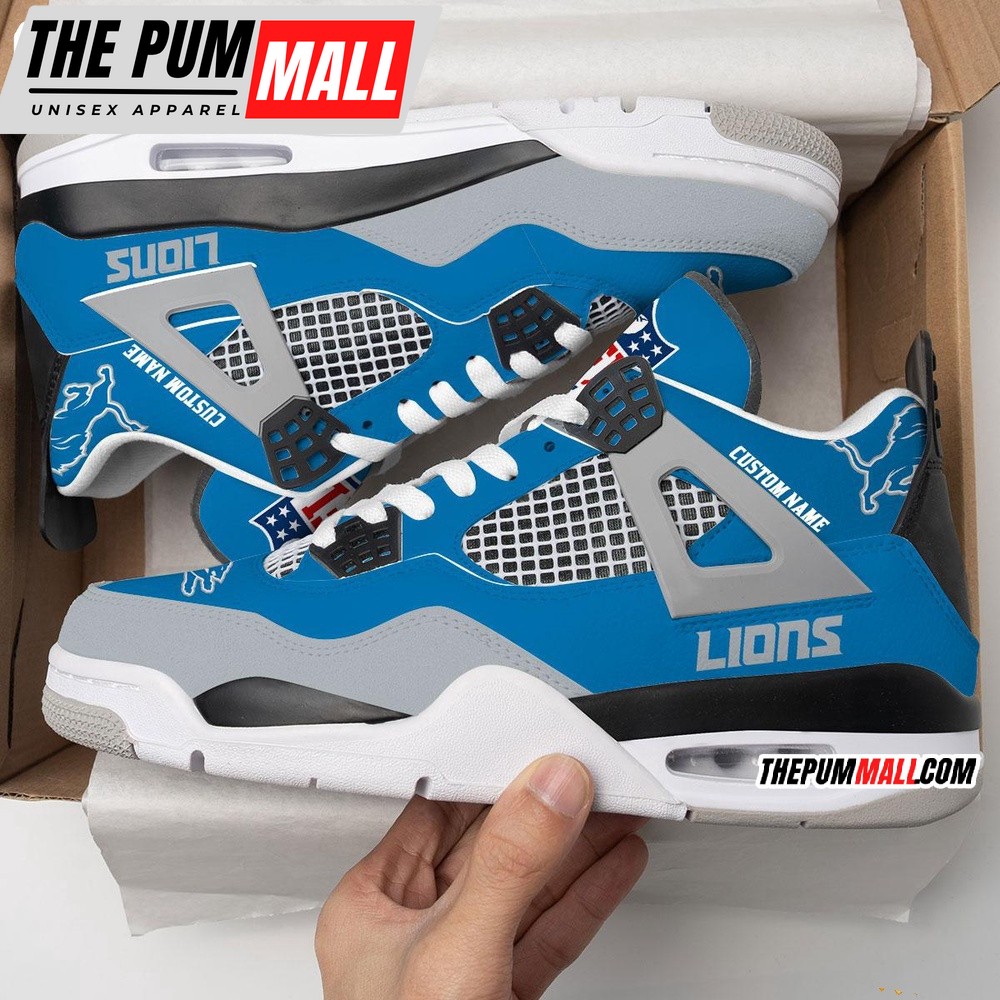 NFL Detroit Lions Football Team Air Jd 4 Shoes, Personalized AJ4 Sneaker