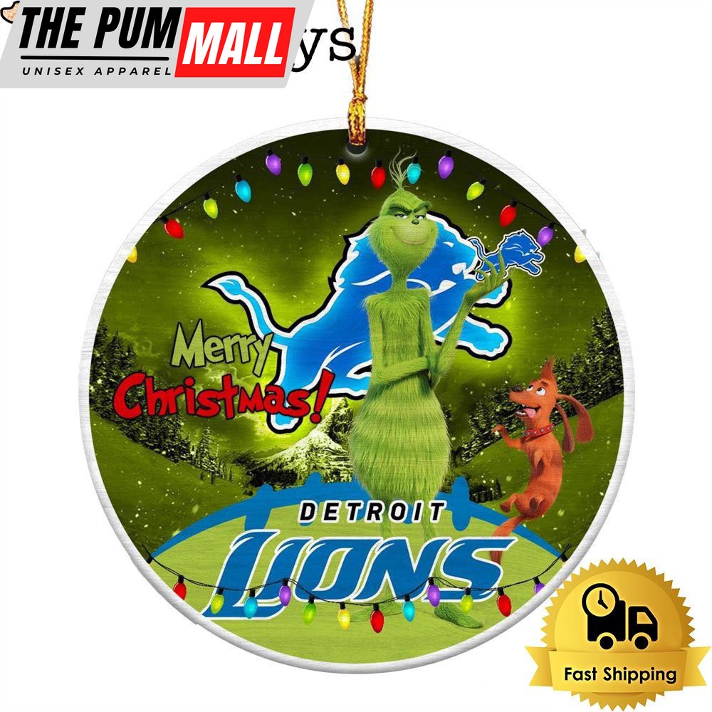 NFL Detroit Lions Funny Grinch Merry Christmas Ornaments Limited Edition