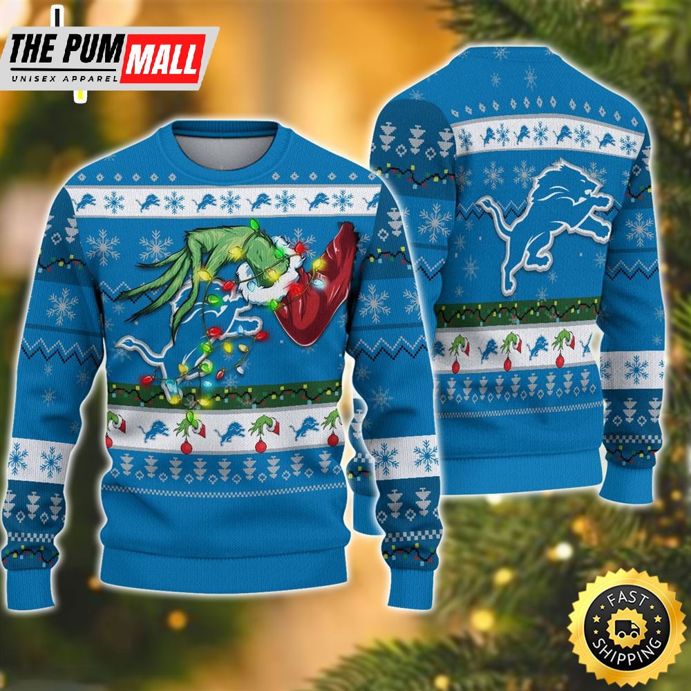 NFL Detroit Lions Grinch Christmas Ugly Sweater