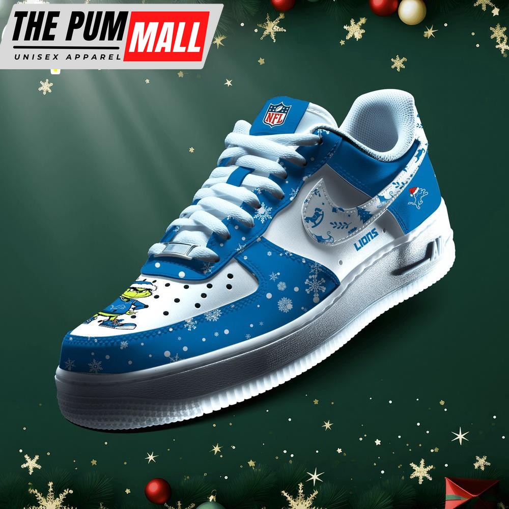 NFL Detroit Lions Grinch Merry Christmas Sport Air Force 1 Shoes