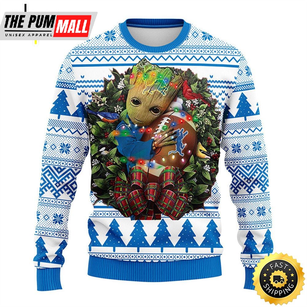 NFL Detroit Lions Groot Hug Christmas Ugly Sweater