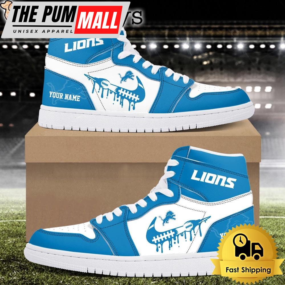 NFL Detroit Lions Grunge Style Custom Air Jd 1 Shoes