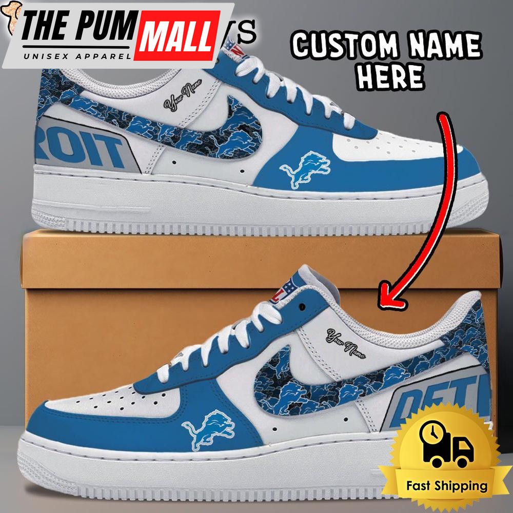 NFL Detroit Lions Logo Team Design Custom Air Force 1 Shoes