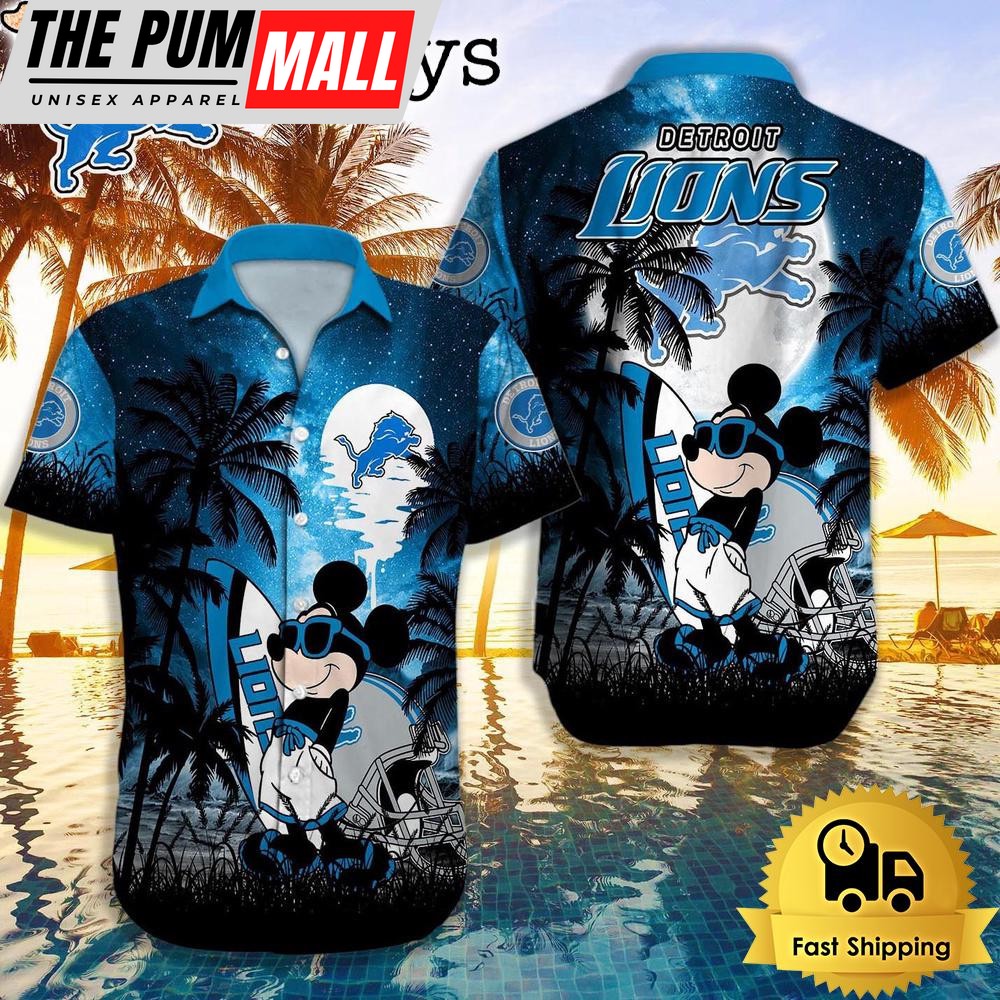 NFL Detroit Lions Mickey Mouse Summer Hawaiian Shirt, Disney Hawaiian Shirt