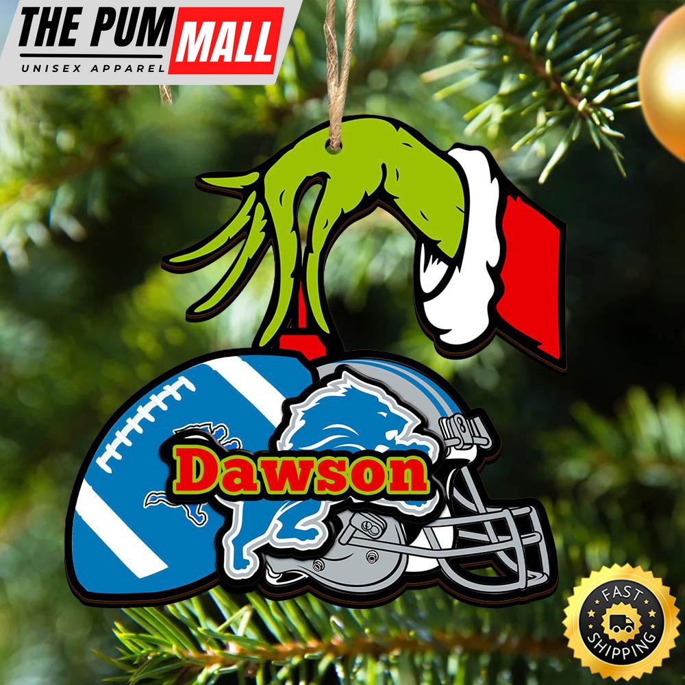 NFL Detroit Lions Personalized Your Name Grinch And Football Ornament Limited Edition