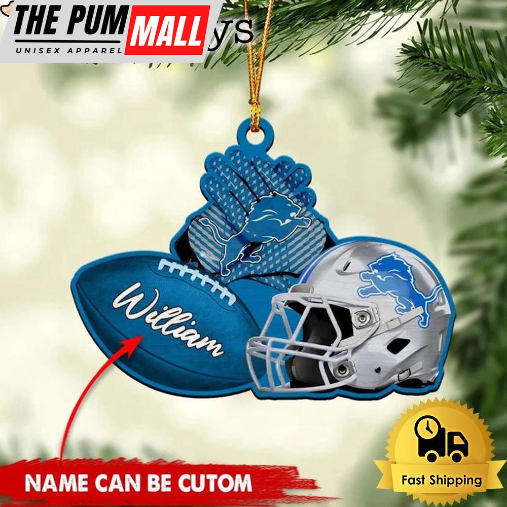 NFL Detroit Lions Rugby And Helmet Custom Christmas Ornament Limited Edition