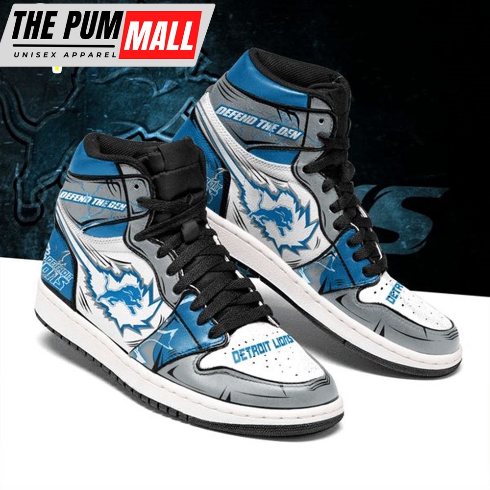 NFL Detroit Lions Silver Blue Air Jd 1 High Sneakers