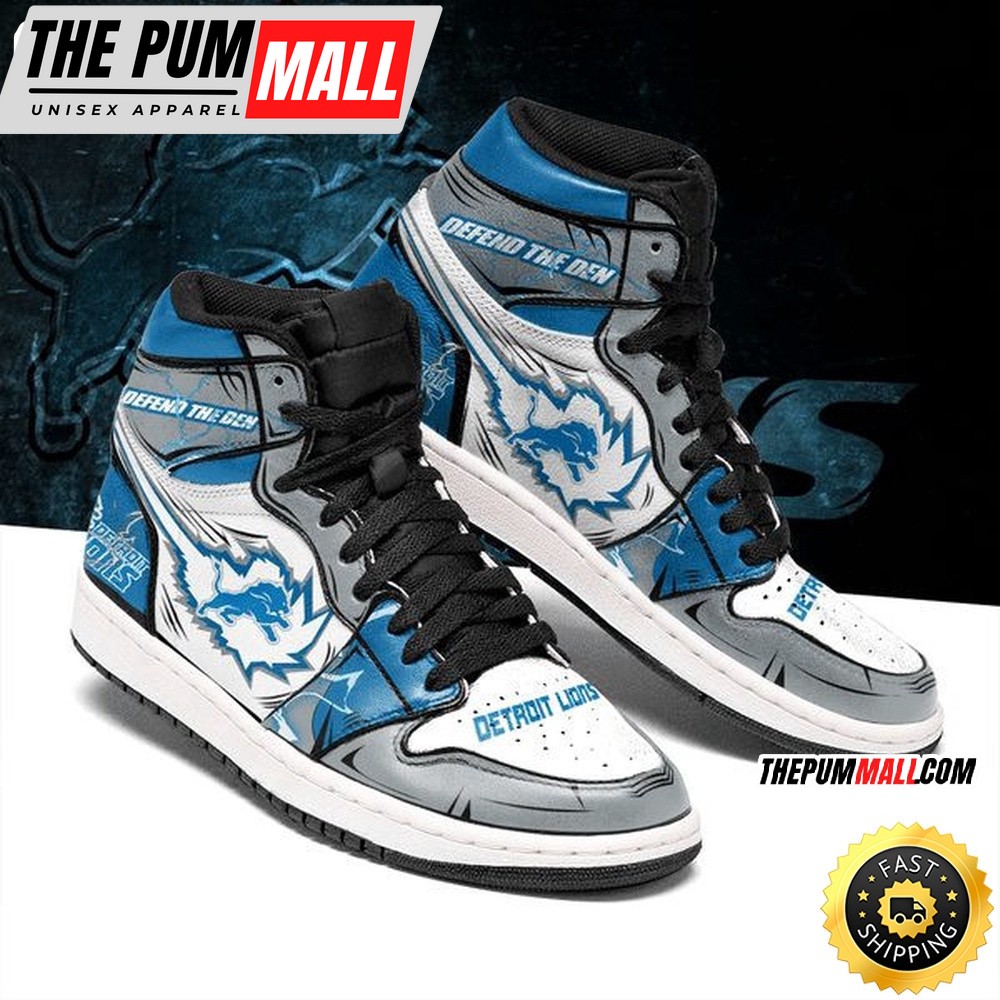 NFL Detroit Lions Silver Blue Air Jd 1 High Sneakers
