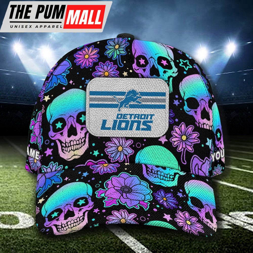 NFL Detroit Lions Special Football Skull Halloween Custom Baseball Cap