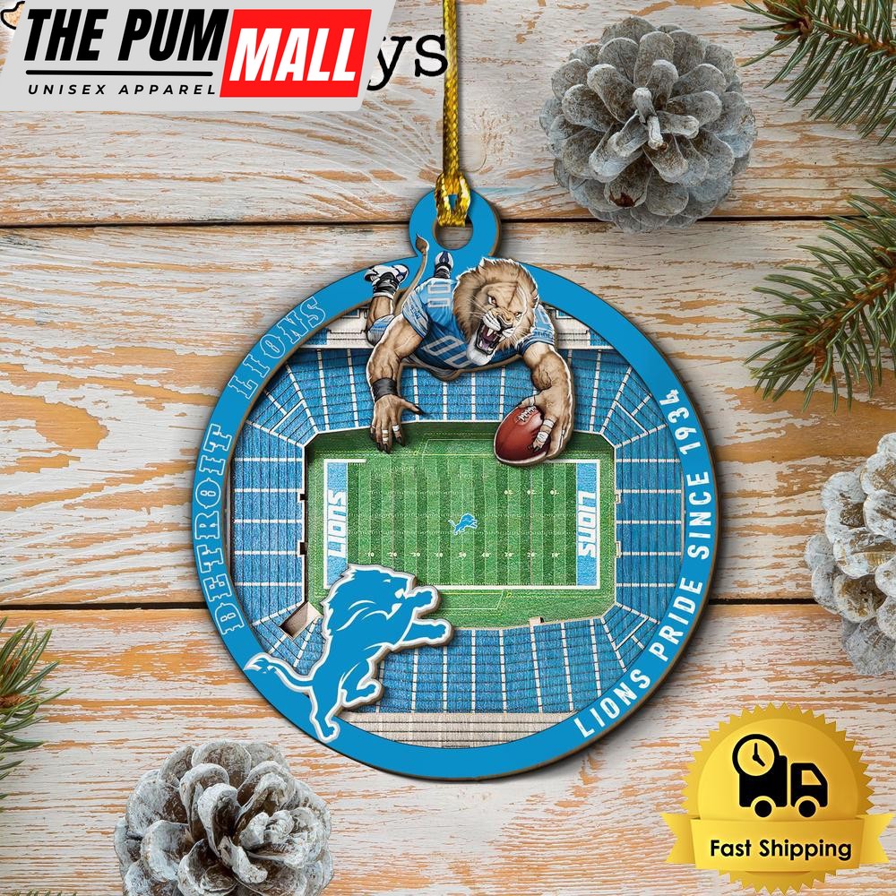 NFL Detroit Lions StadiumView Layered Wood Christmas Ornament Limited Edition