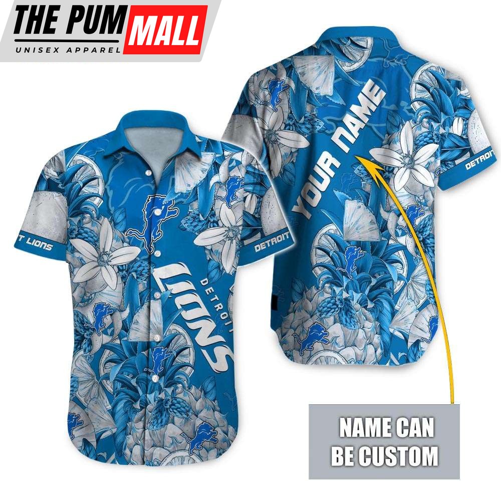 NFL Detroit Lions Tropical Fruit Personalized Hawaiian Shirt