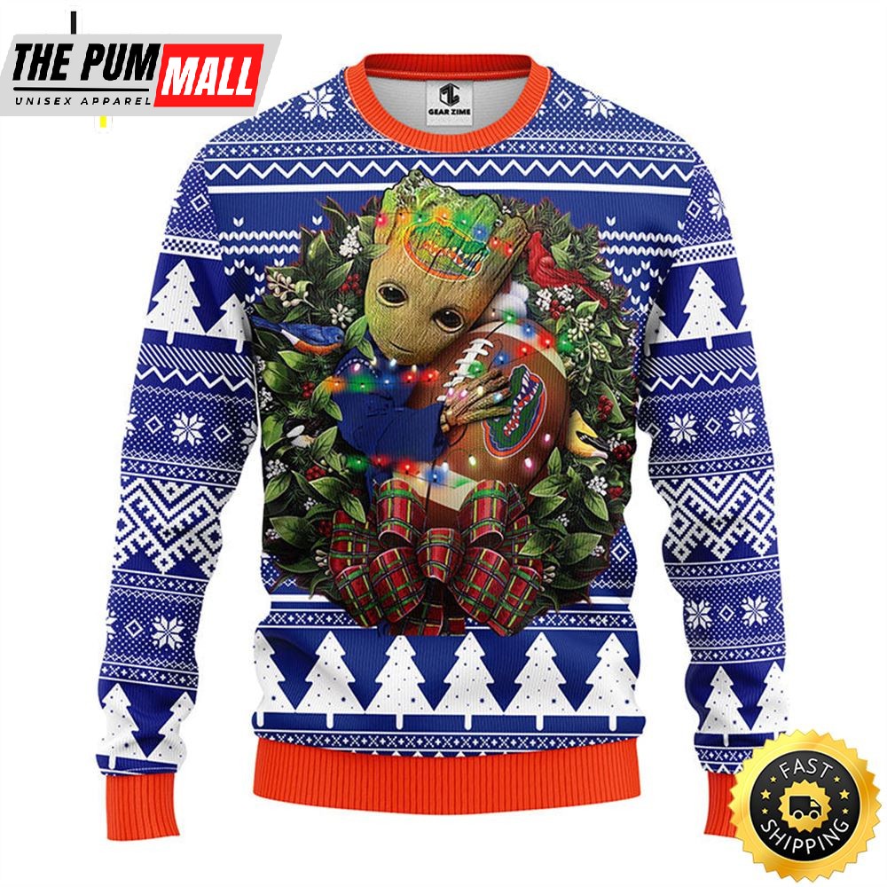 NFL Florida Gators Groot Hug Christmas Ugly Sweater