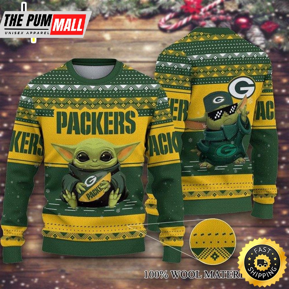 NFL Football Green Bay Packers Baby Yoda Ugly Christmas Sweater