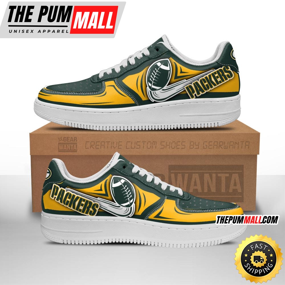 NFL Green Bay Packers Air Force 1 Shoes Football Sneaker Shoes