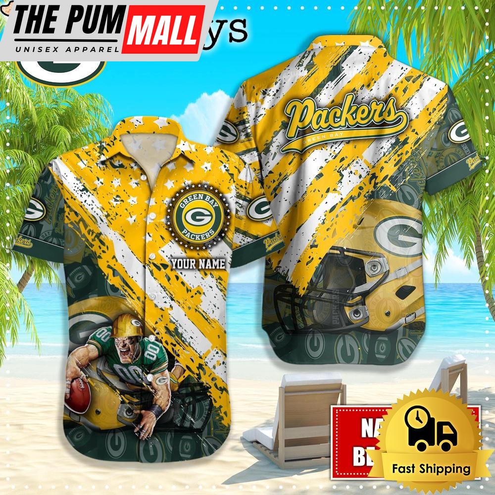 NFL Green Bay Packers American Flag Custom Hawaiian Shirts
