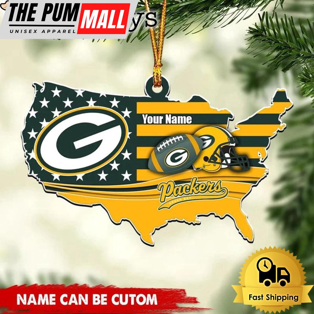 NFL Green Bay Packers American Flag Logo Team Custom Christmas Ornament Limited Edition