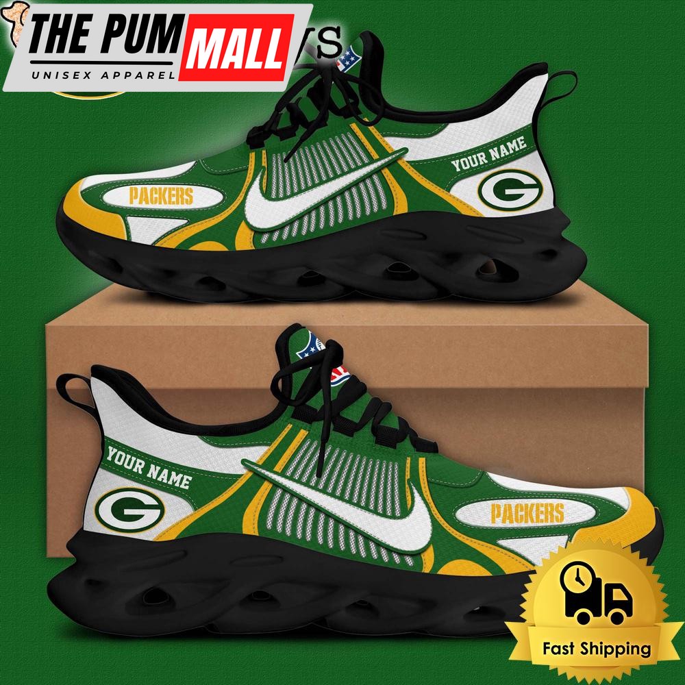 nfl-green-bay-packers-blue-white-stripes-logo-custom-clunky-max-soul-shoes-q74wdygn NFL Green Bay Packers Blue White Stripes Logo Custom Clunky Max Soul Shoes