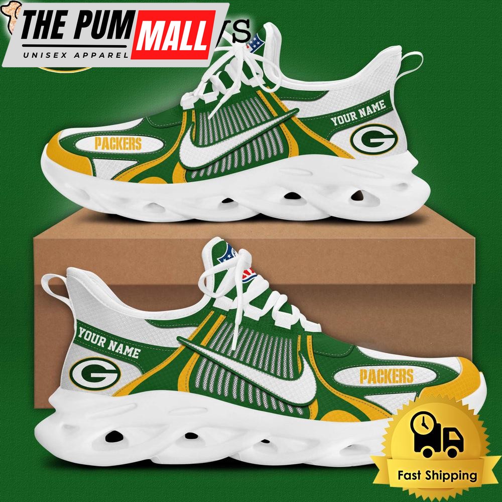NFL Green Bay Packers Blue White Stripes Logo Custom Clunky Max Soul Shoes