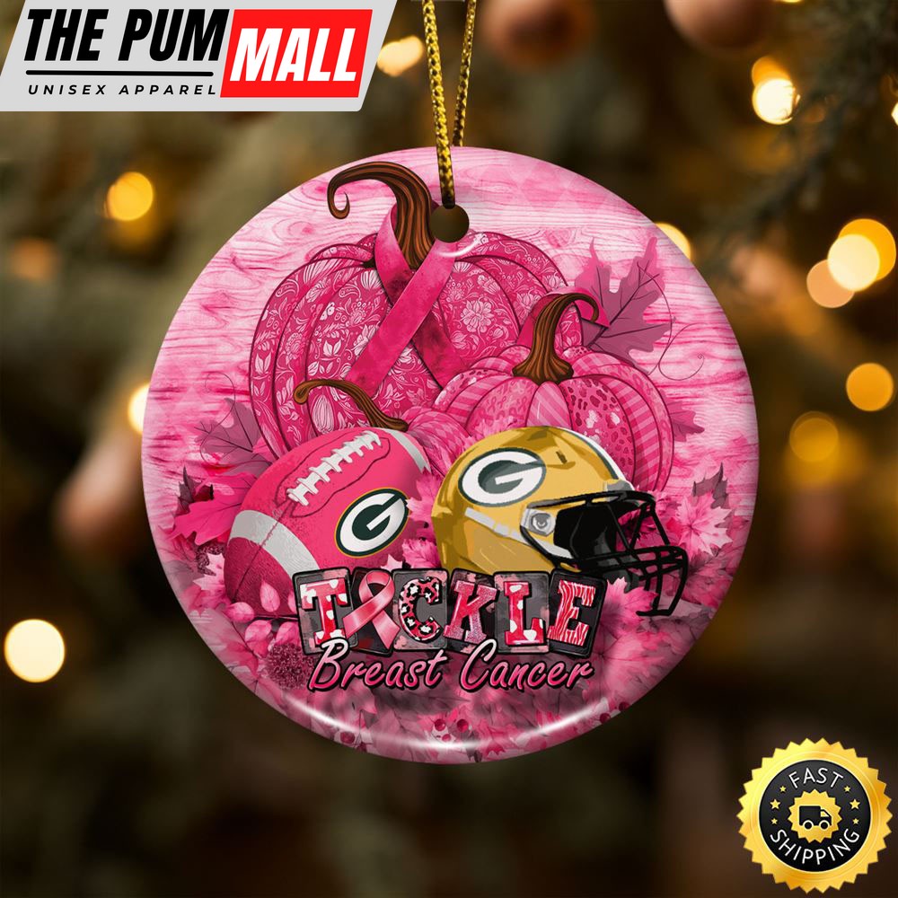 NFL Green Bay Packers Breast Cancer And Sport Team Ceramic Ornament Limited Edition