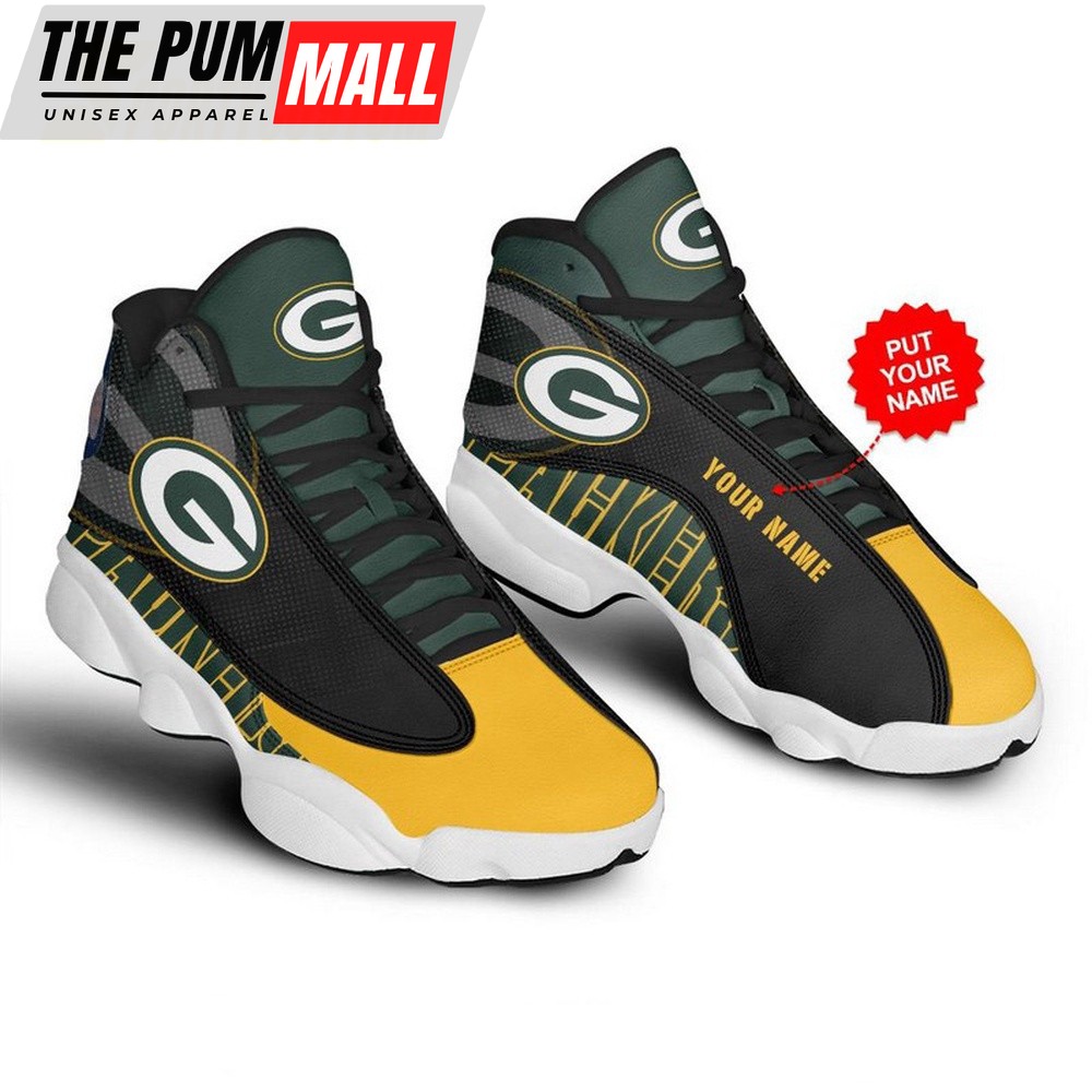 NFL Green Bay Packers Custom Name Air Jd 13 Shoes Sneaker