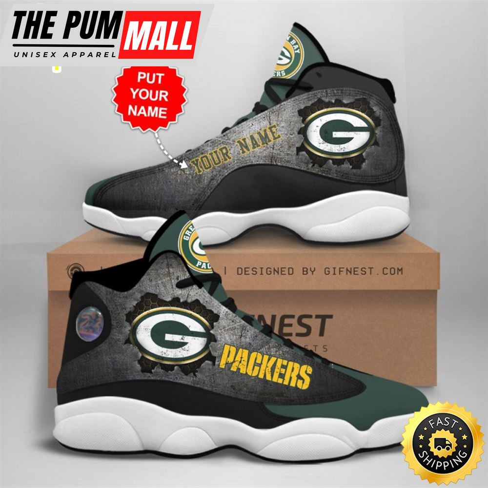 NFL Green Bay Packers Custom Name Air Jd 13 Shoes V1