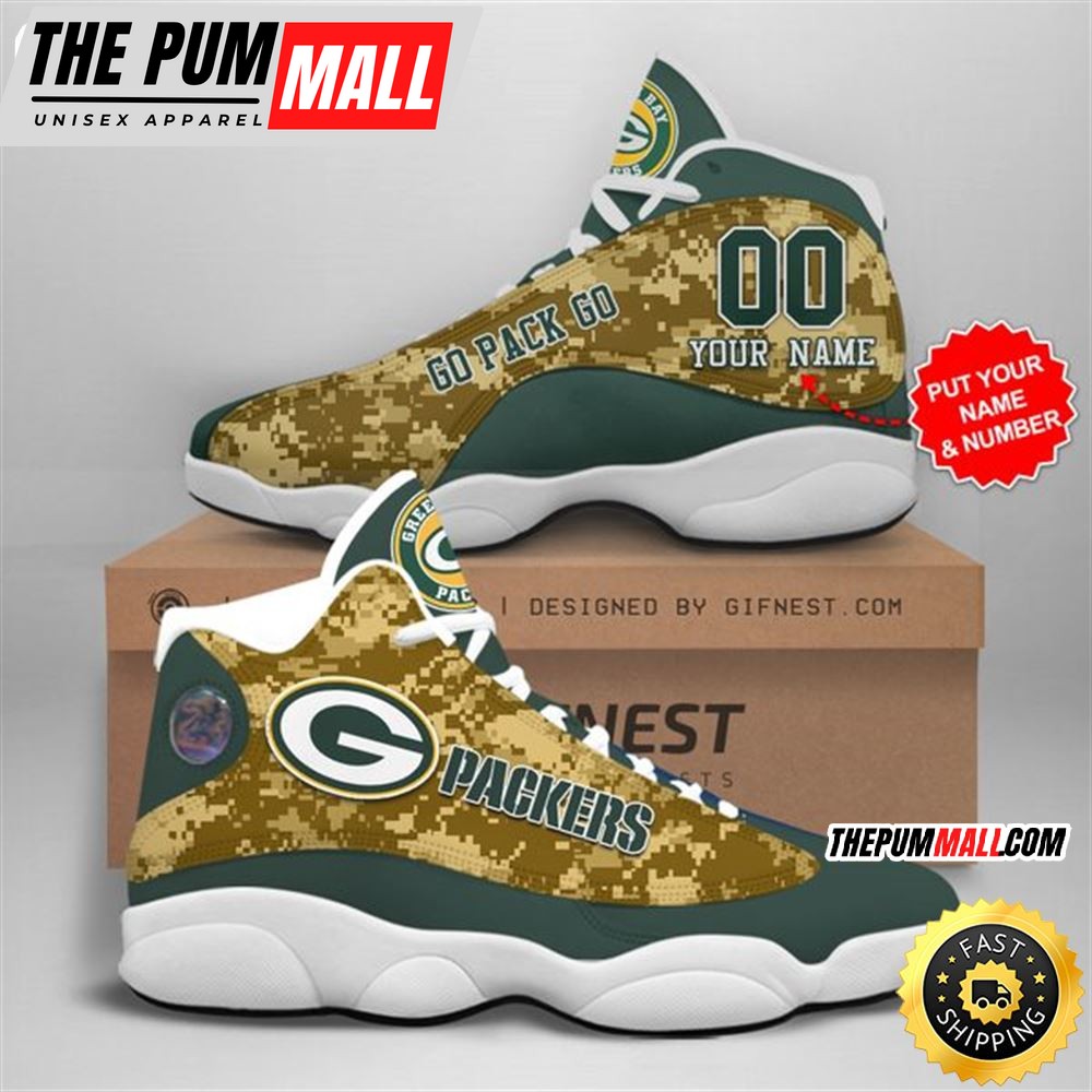 NFL Green Bay Packers Custom Name Air Jd 13 Shoes V3
