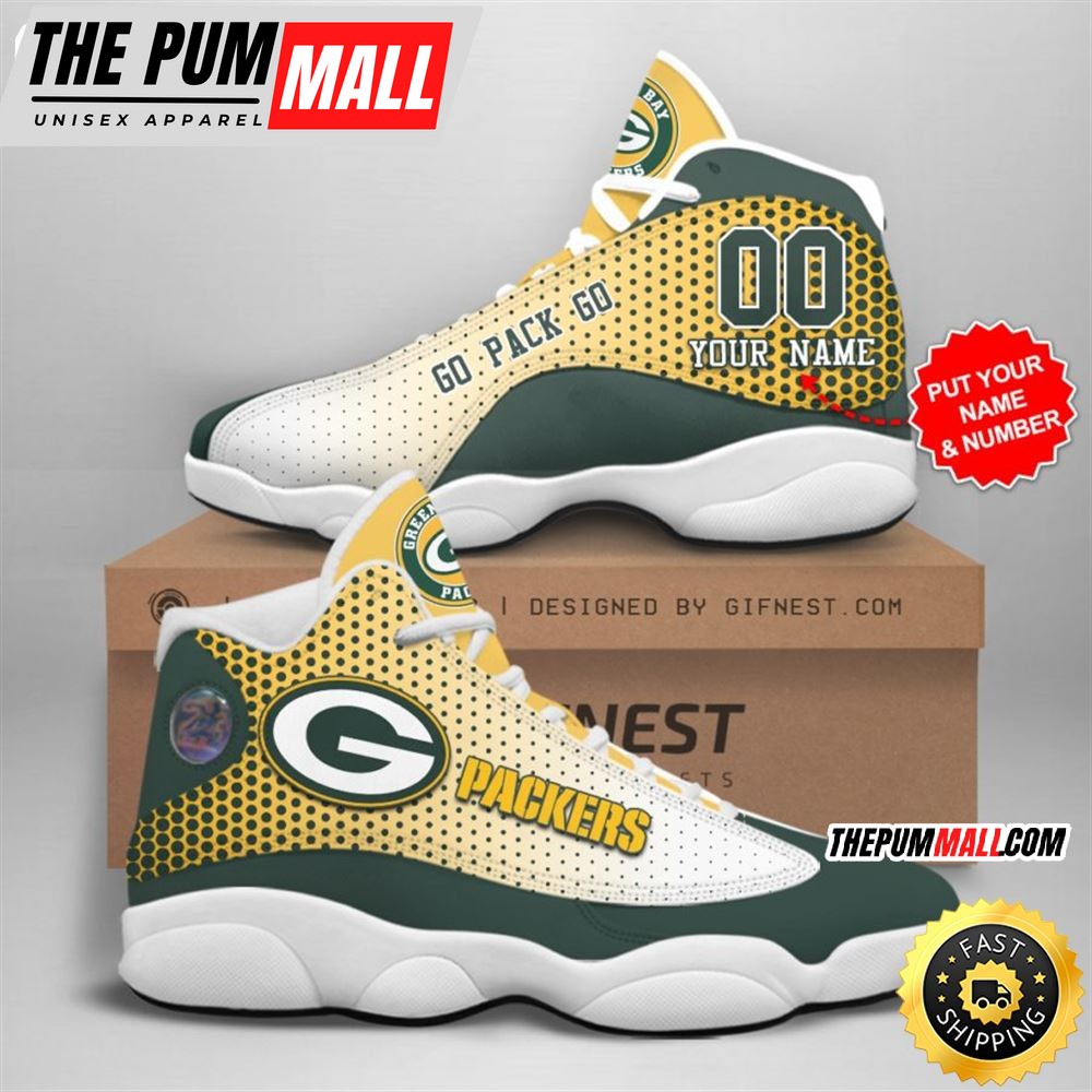 NFL Green Bay Packers Custom Name Air Jd 13 Shoes V7