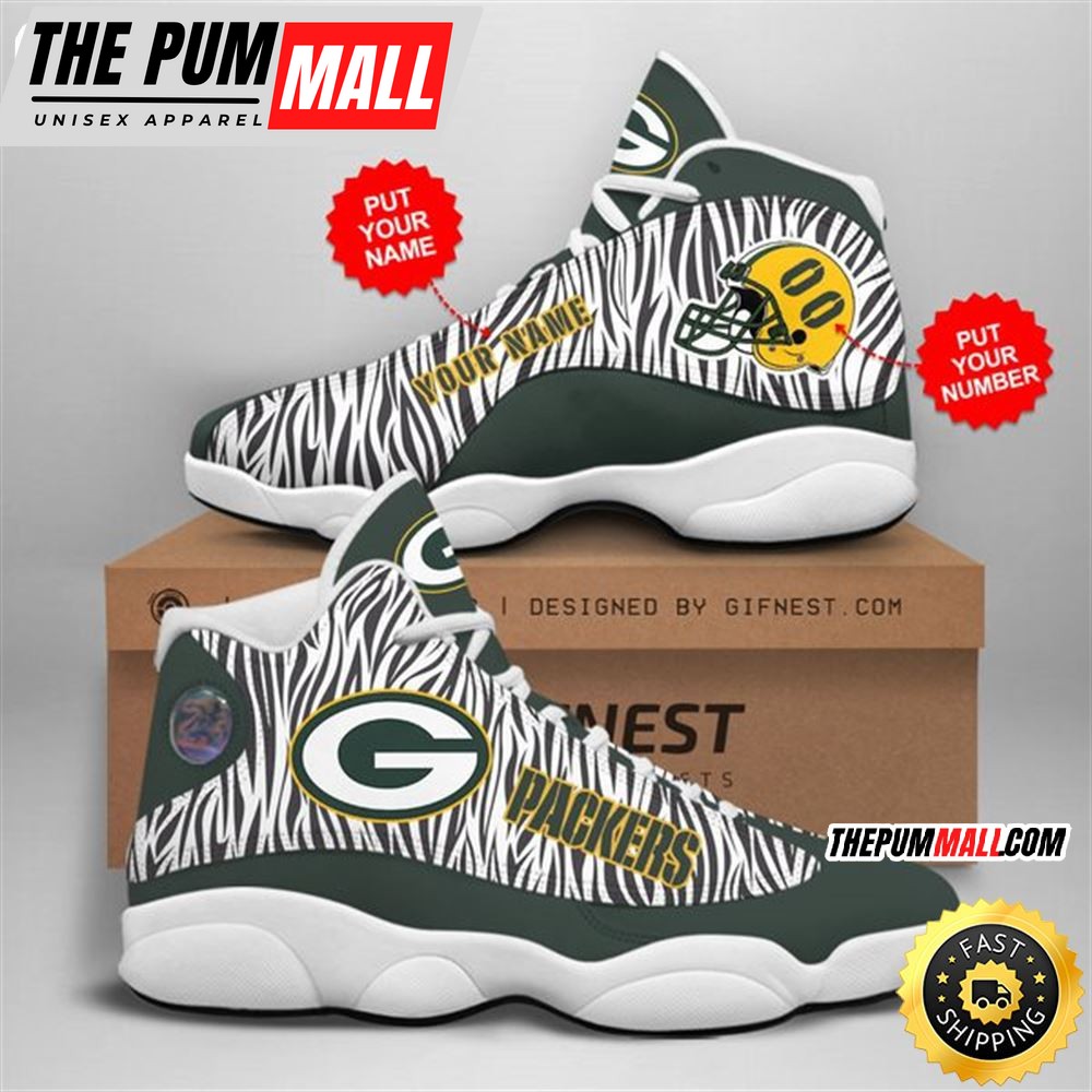 NFL Green Bay Packers Custom Name Number Air Jd 13 Shoes V6