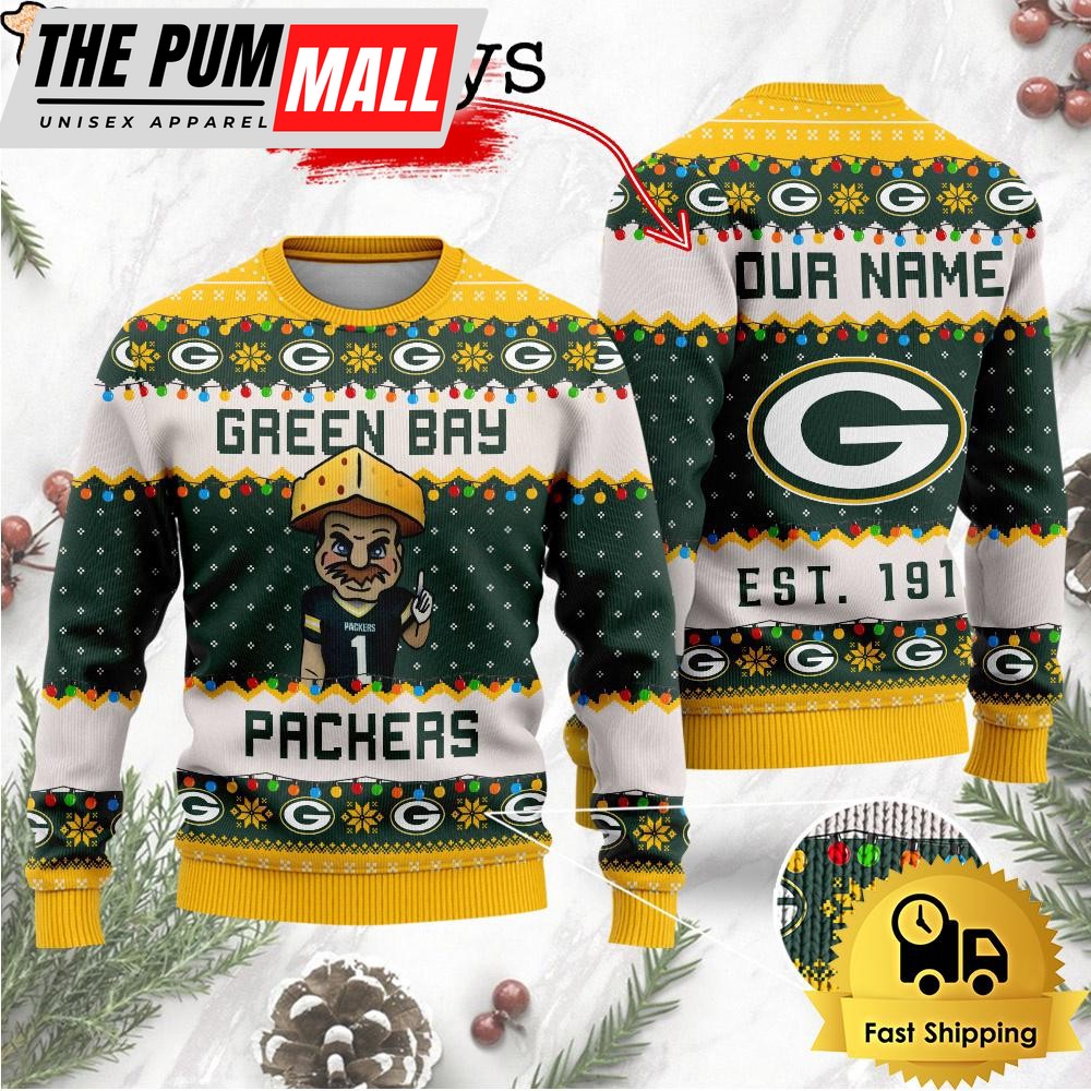 NFL Green Bay Packers Cute Mascot Custom Ugly Christmas Sweater