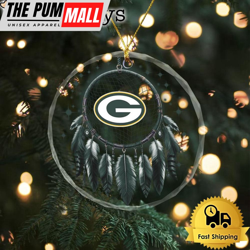 NFL Green Bay Packers Dreamcatcher Christmas Crystal Glass Ornament Limited Edition