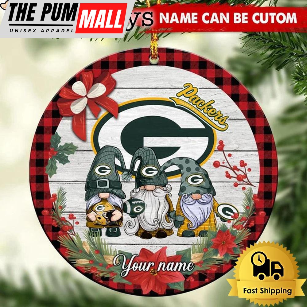 NFL Green Bay Packers Football 3 Gnome Custom Christmas Ornament Limited Edition