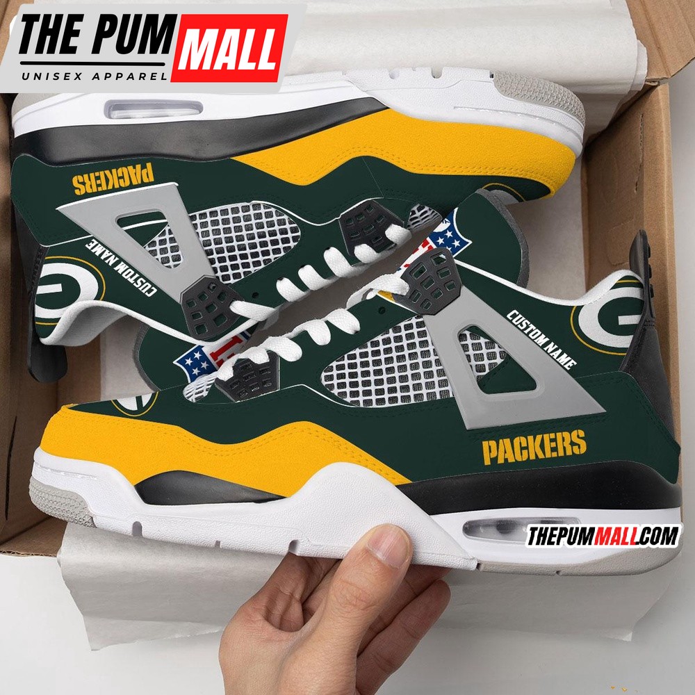 NFL Green Bay Packers Football Team Air Jd 4 Shoes, Personalized AJ4 Sneaker