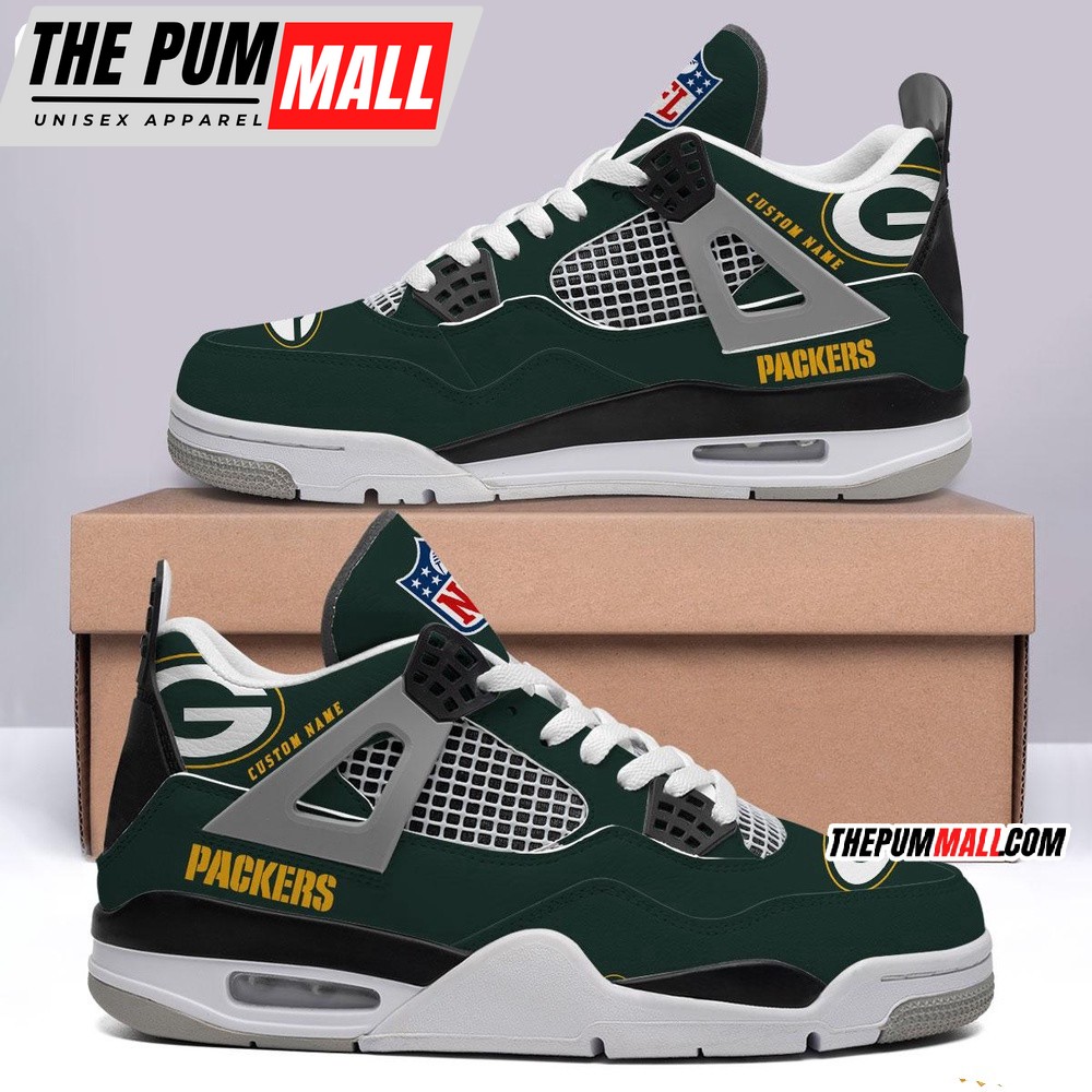 NFL Green Bay Packers Football Team Air Jd 4 Shoes Sneaker