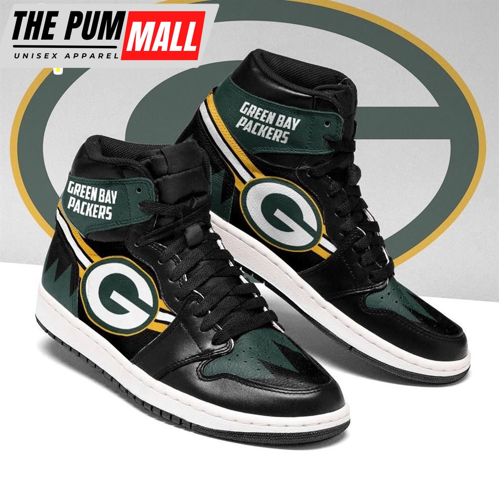 NFL Green Bay Packers Green Black Air Jd 1 High Sneakers